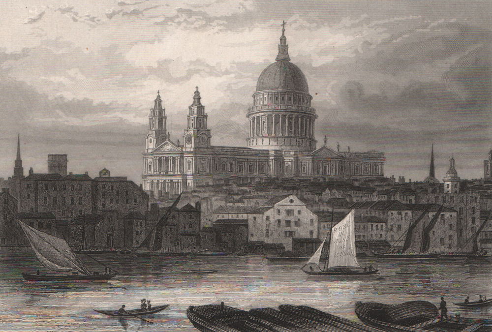 ST PAUL'S CATHEDRAL. 'Londres St. Paul'. London 1855 old antique print picture